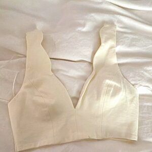 Solemio Wireless Seamless Bralette Bra Ivory Wide Strap Pullover Size M 14T1428